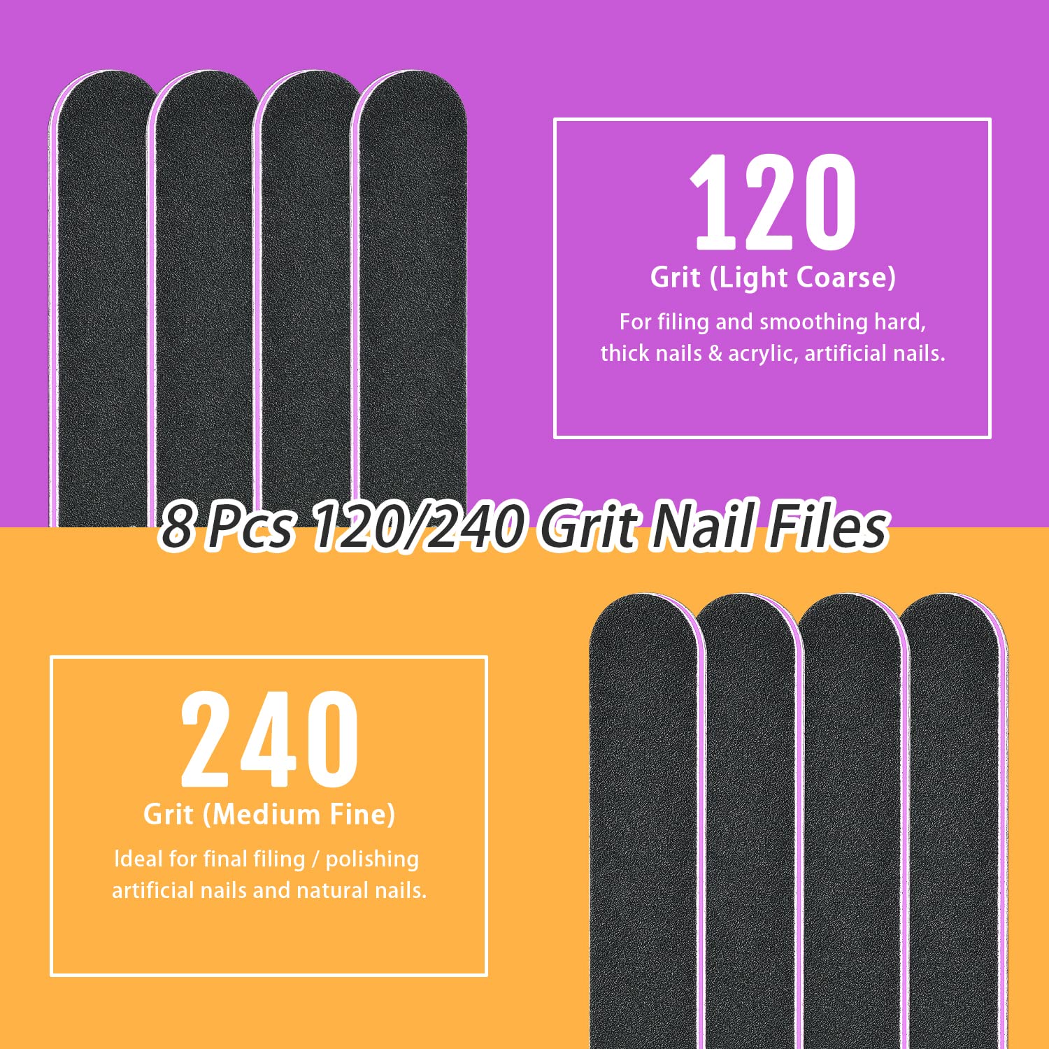 TsMADDTs nail file 120/240 grits: smoothing edges and refining shape