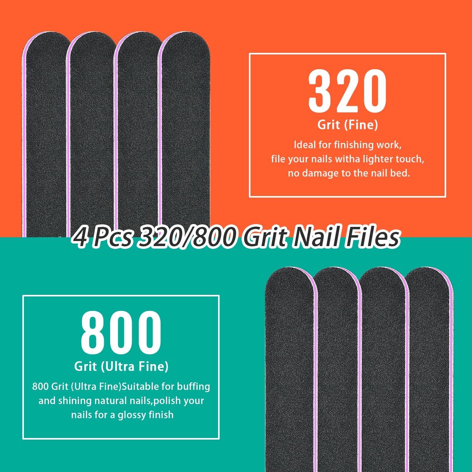 TsMADDTs nail file 320/800 grits: polish and shine finish