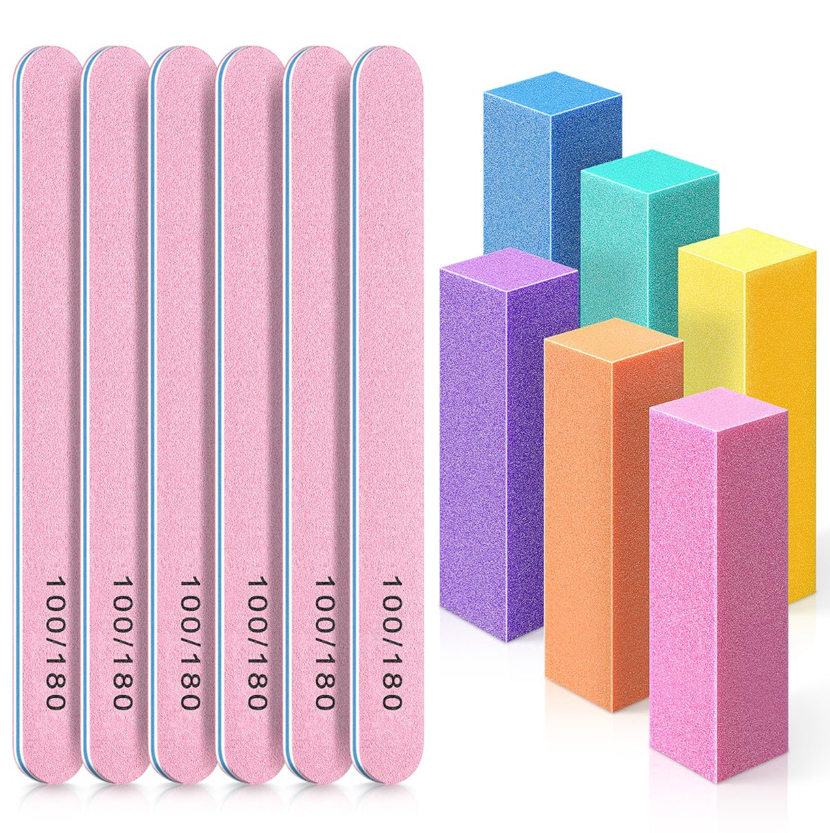 TsMADDTs nail files 100-180 grit kit for smoothing and shaping natural and acrylic nails.