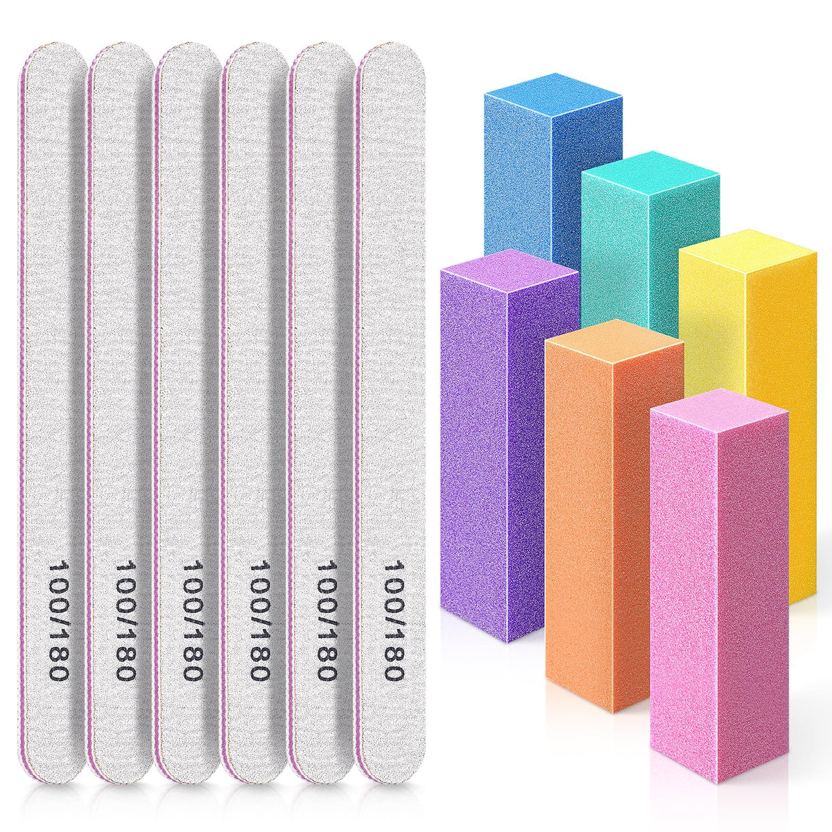 TsMADDTs nail files and buffers in a rectangular kit for at-home professional results.