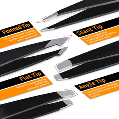 TsMADDTs flat tip tweezer offers a sturdy grip for quick plucking.