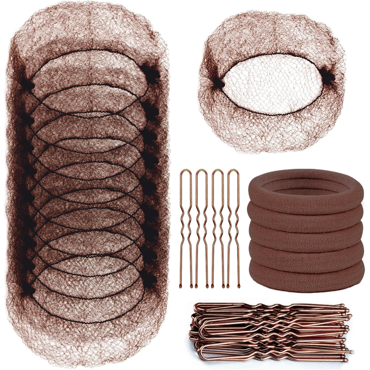 TsMADDTs set de redes para moño marrón, ideal para mantener peinado estable.