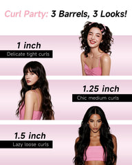 TSUYAGLA 3-in-1 curling iron with a 1.25-inch barrel for soft waves.