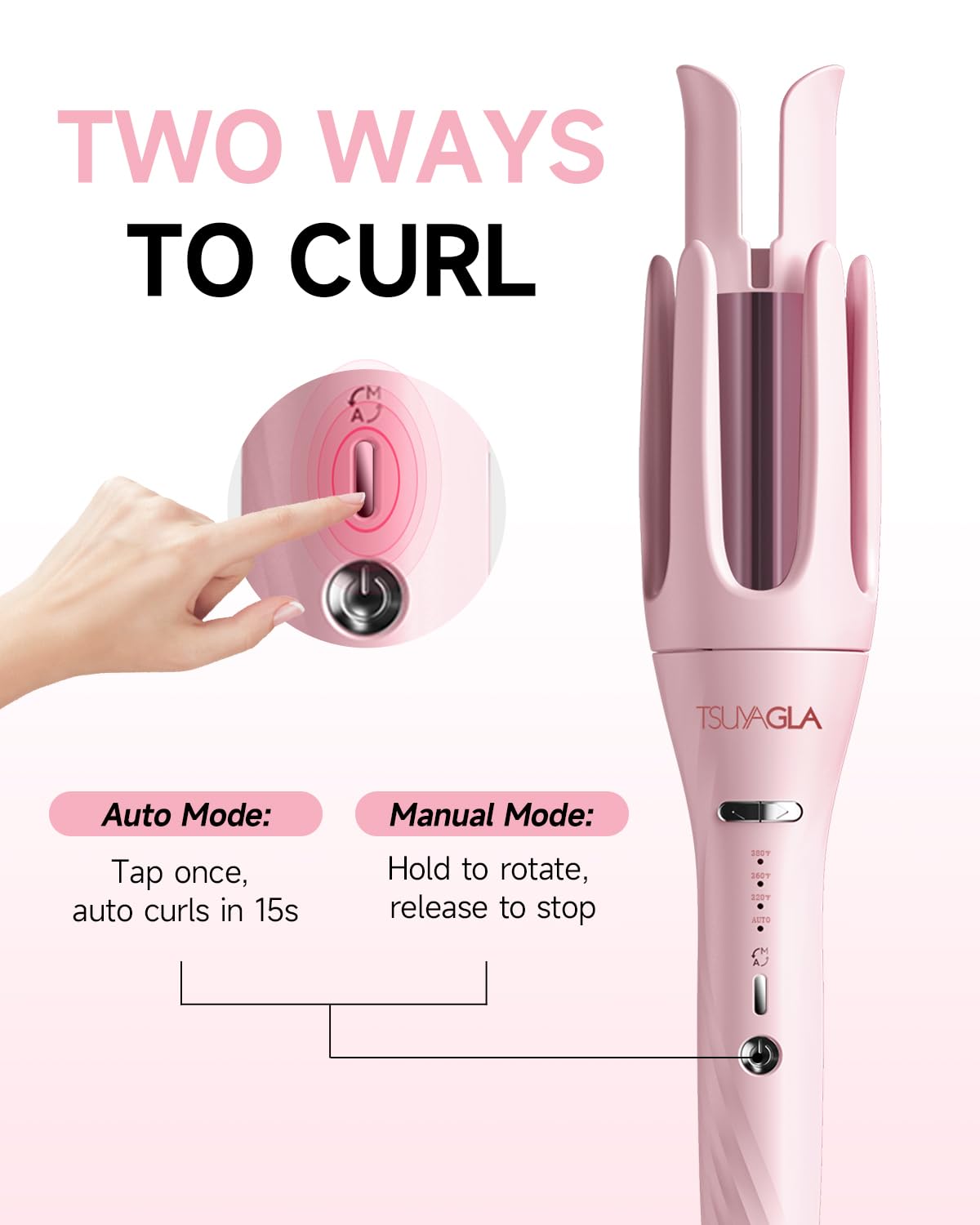TSUYAGLA 3-in-1 curling iron with a 1.5-inch barrel for relaxed texture.