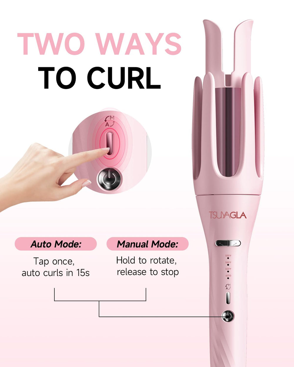 TSUYAGLA 3-in-1 curling iron with a 1.5-inch barrel for relaxed texture.