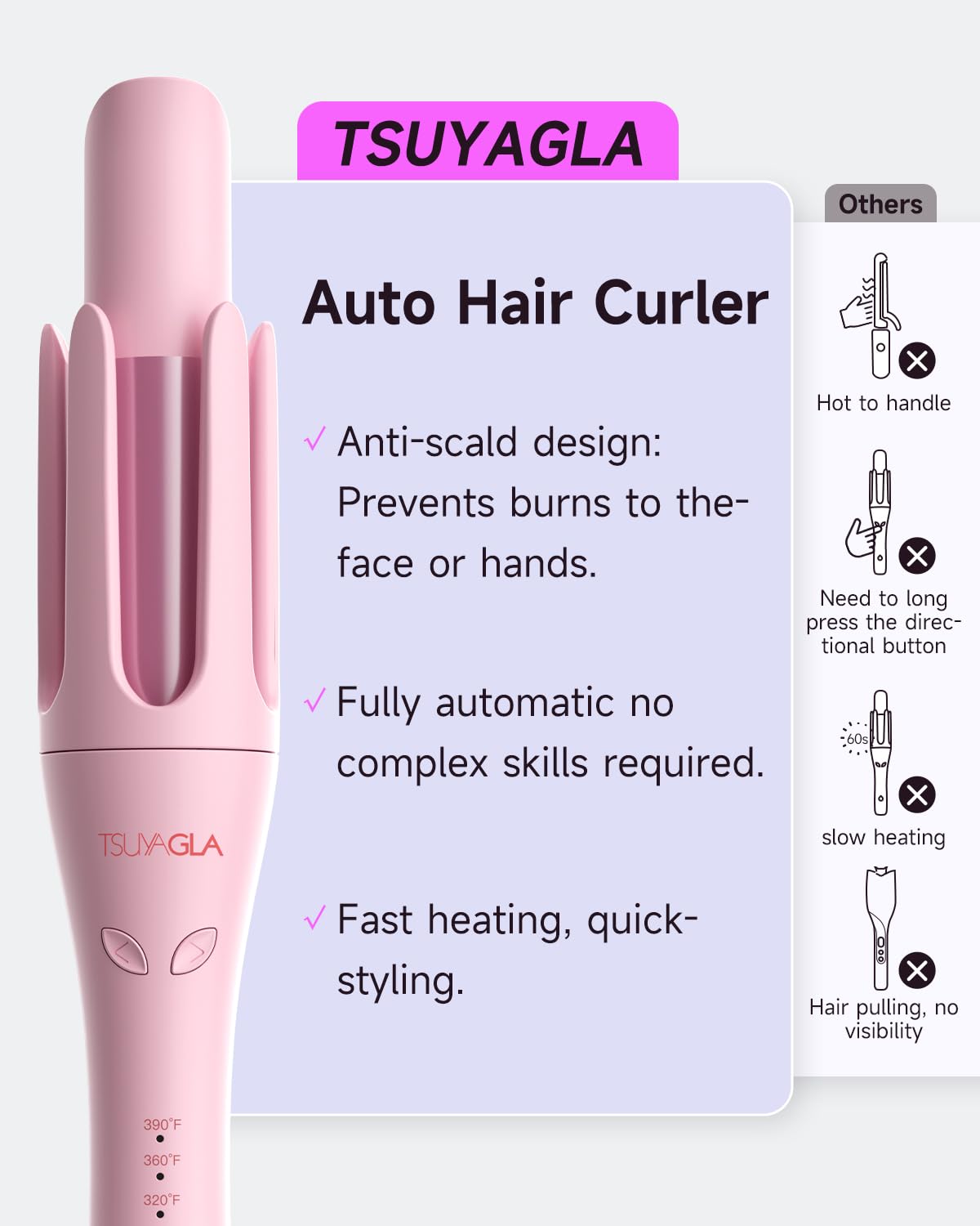 TSUYAGLA precise beep timer guides curling for consistent results.