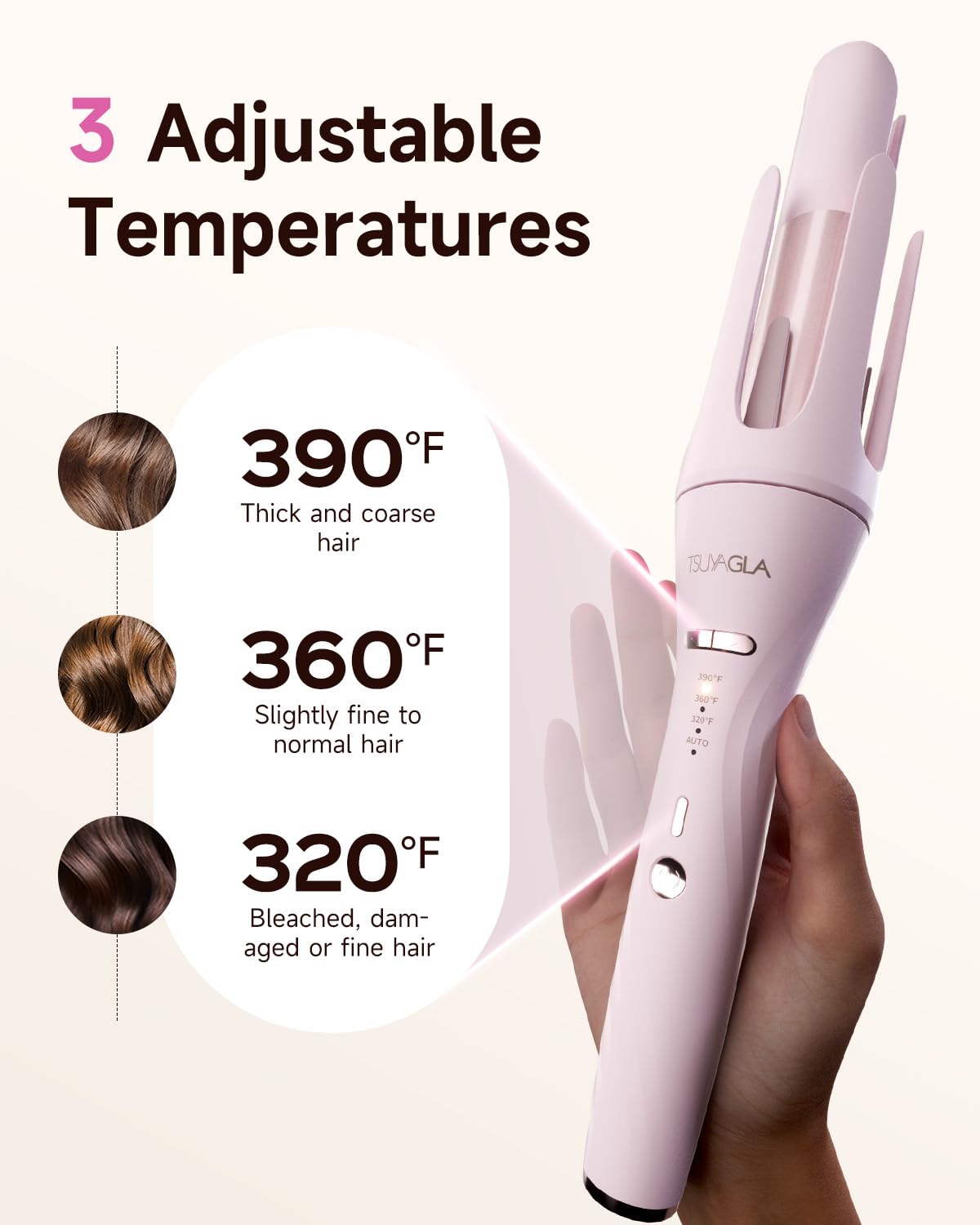 TSUYAGLA 1.5-inch barrel creates natural waves with ease.