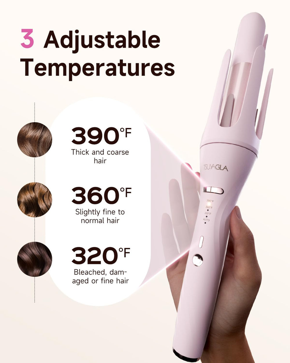 TSUYAGLA 1.5-inch barrel creates natural waves with ease.