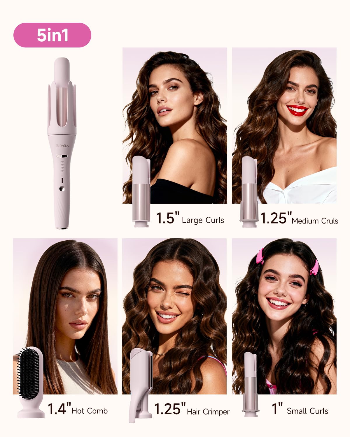 TSUYAGLA barrel 1-inch close-up highlighting precision size for versatile curls.