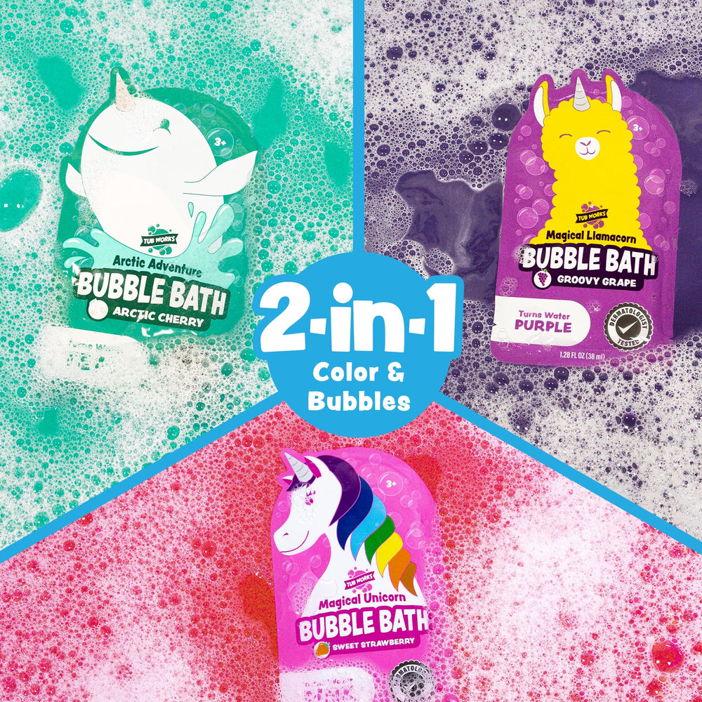 Tub Works Bubble Bath Arctic Teal, agua colorida y burbujas suaves para la hora del baño