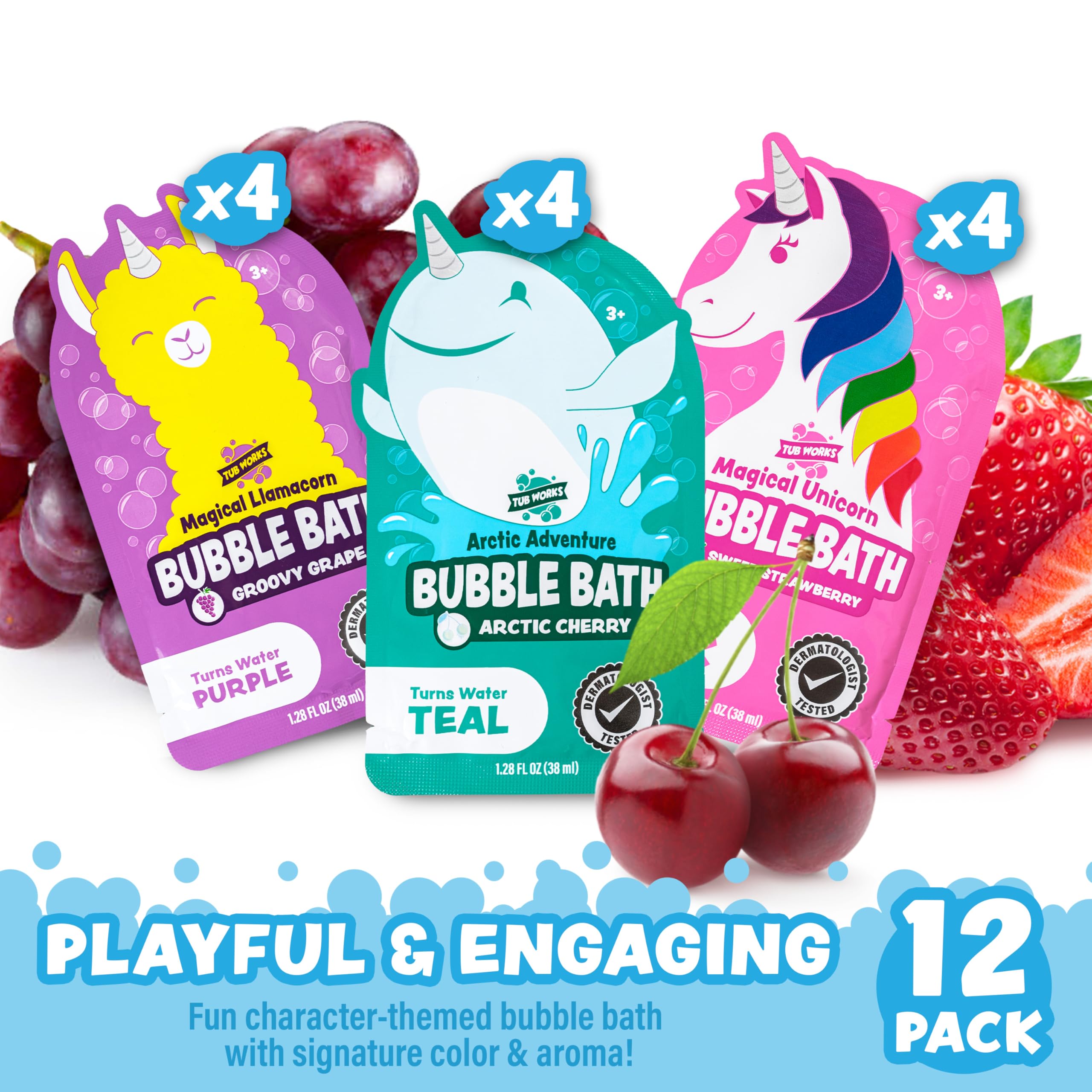 Tub Works Bubble Bath Unicorn Pouch, bolsita de unicornio para uso rápido y colores intensos