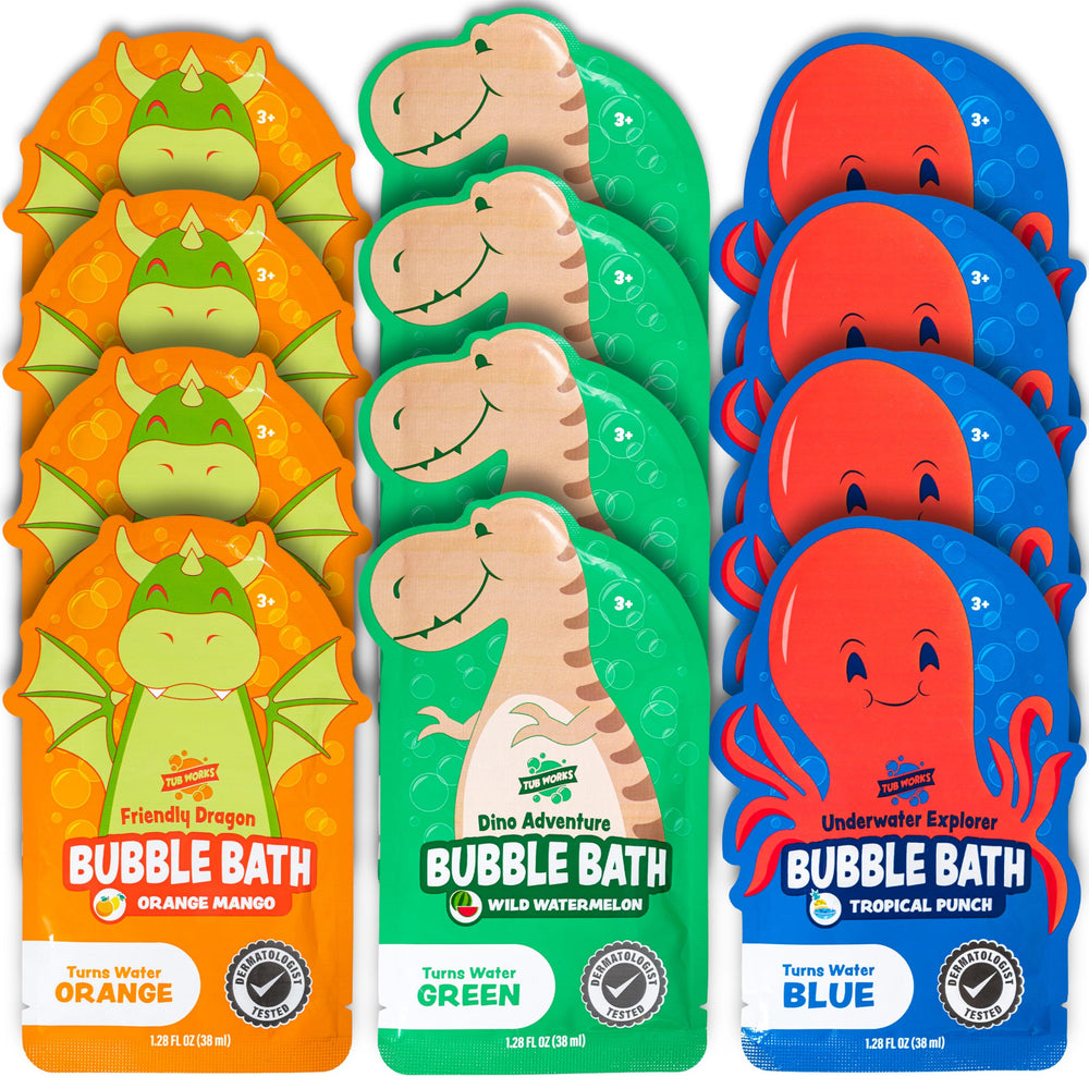 Tub Works bano burbujas ninos dragon-amistoso-naranja-uso-facil: fácil de usar durante la hora del baño.