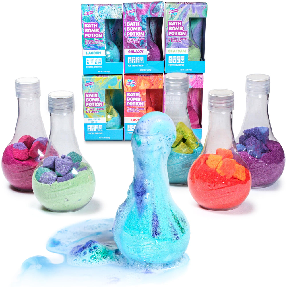 Tub Works Bath Potion Bath Art showcases swirling color patterns on the water surface