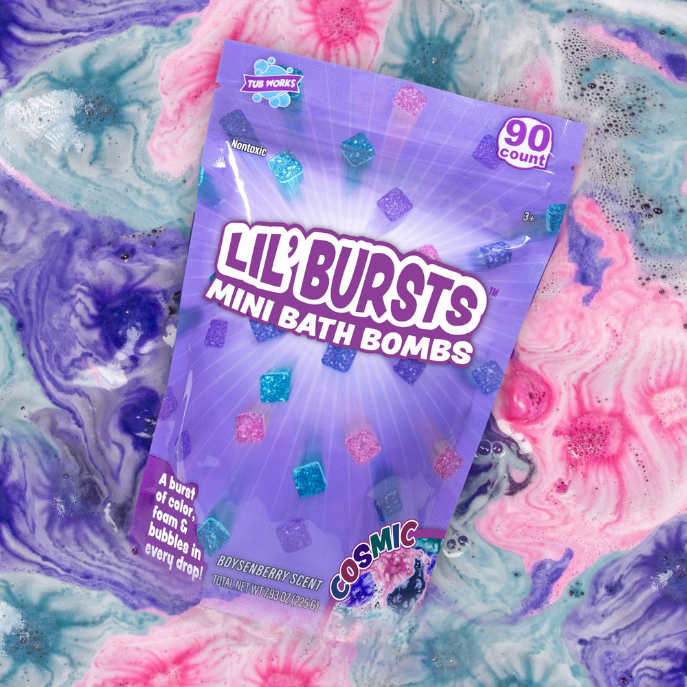 Tub Works Lil' Bursts bomba de baño cósmica para niños, colorida y divertida para el baño.