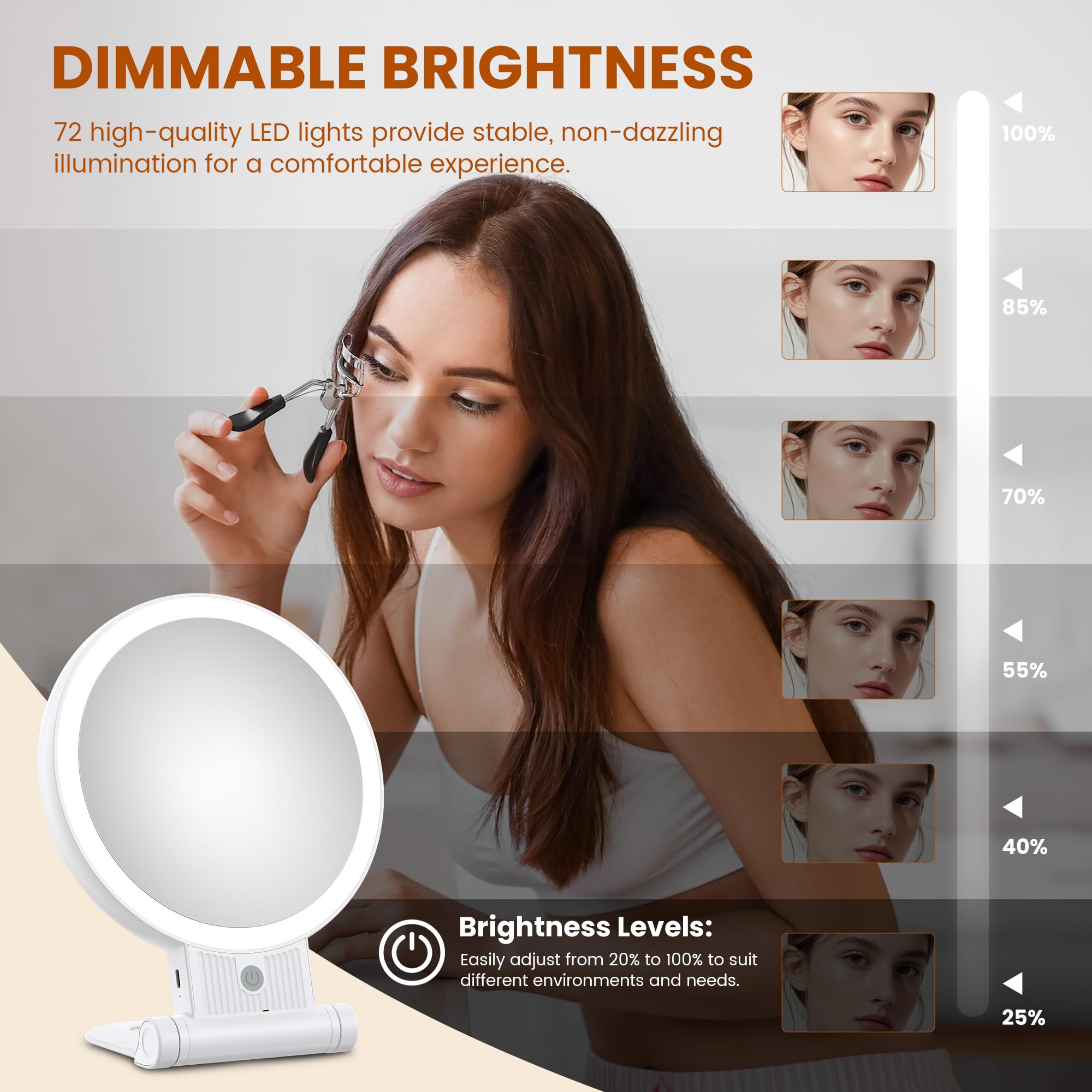 Tubbede stable 360-degree base keeps the mirror steady during hands-free use.