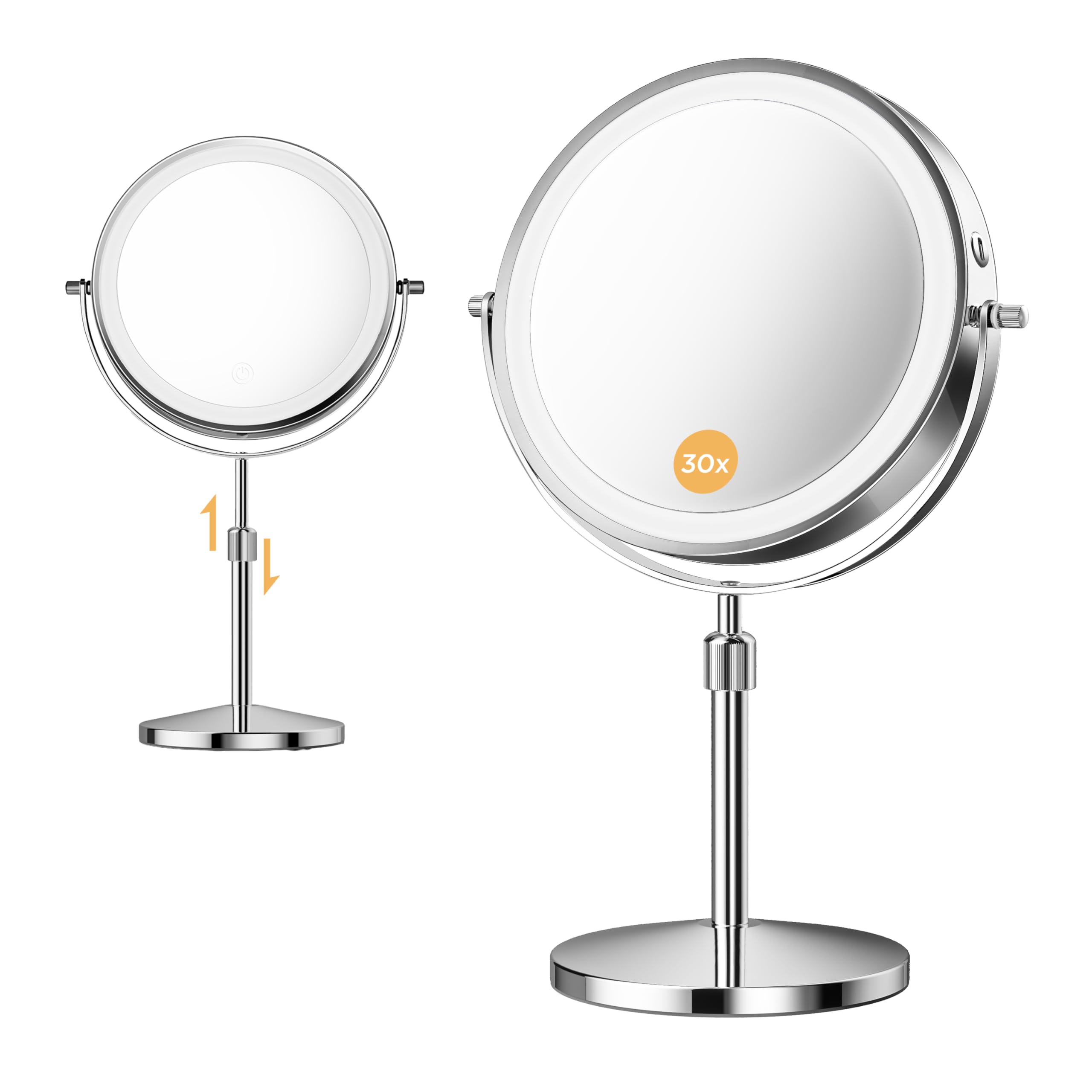tubbede makeup mirror with a 9-inch surface for precise daily grooming.