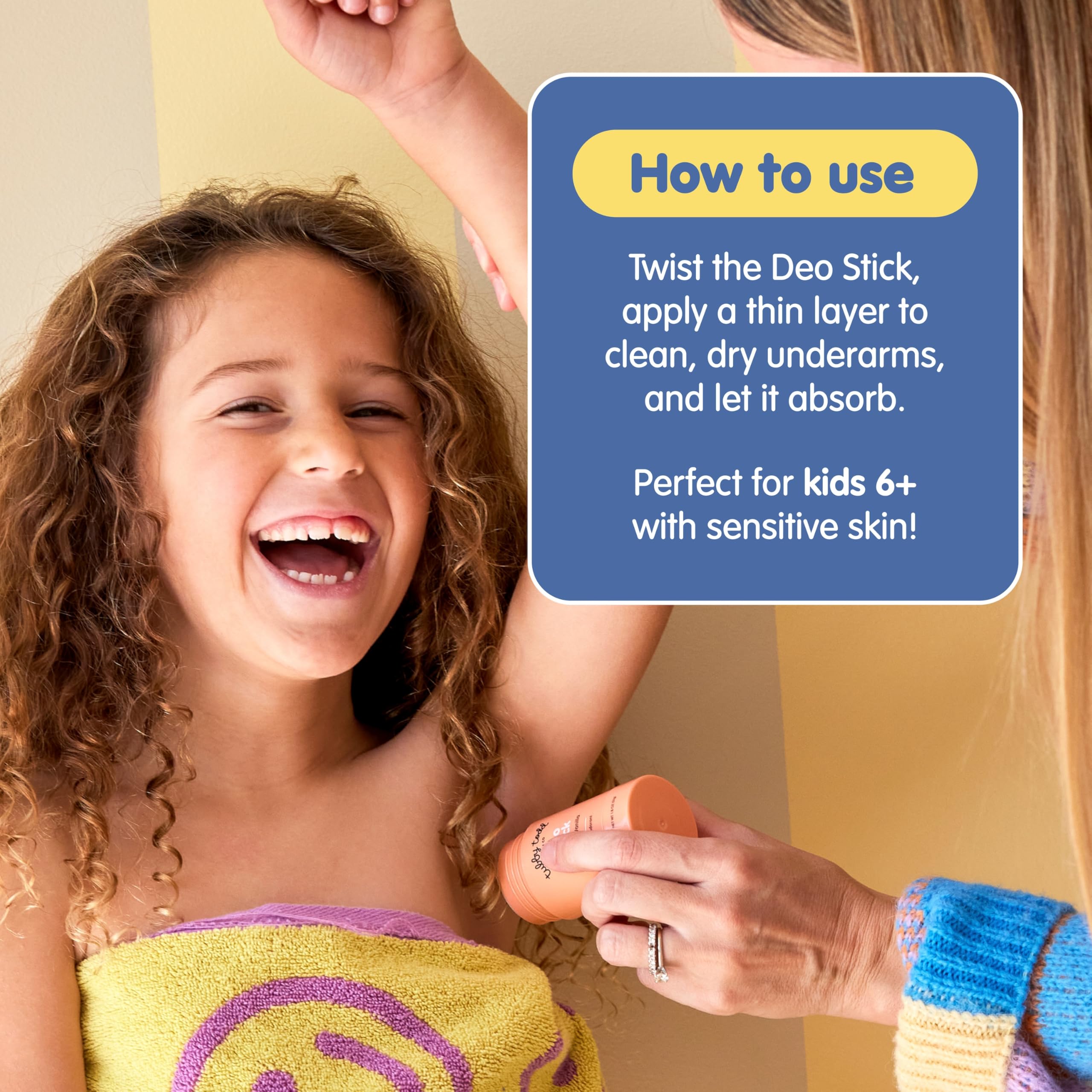 Tubby Todd Deo Stick aluminum-free icon signals baking soda-free safety for sensitive skin.