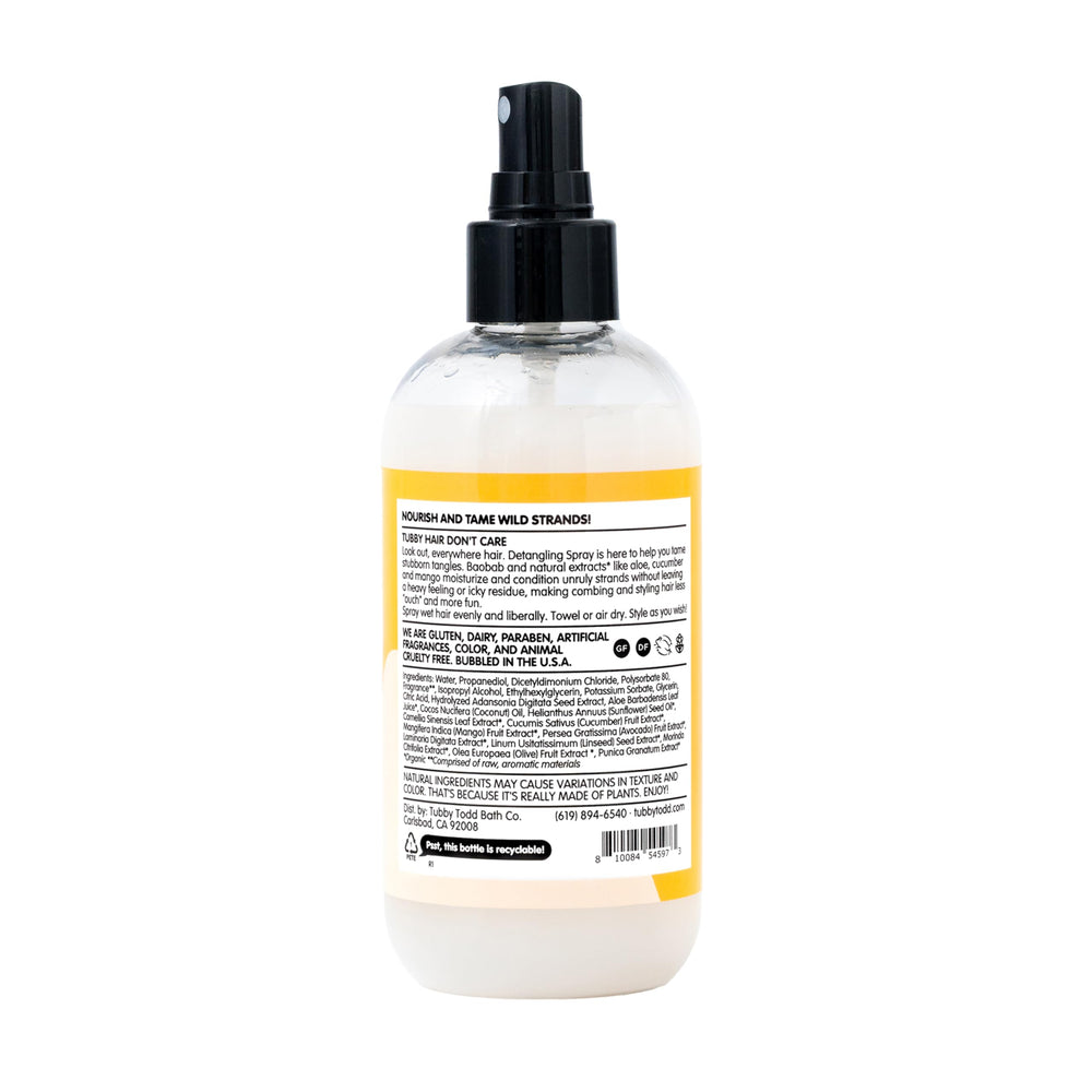 Soft hair and manageable curls with Tubby Todd detangler spray