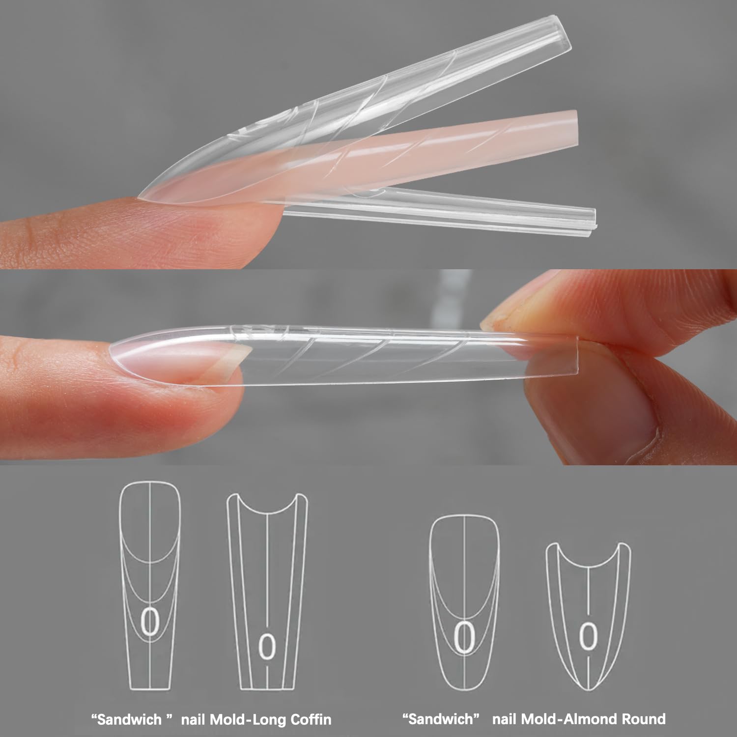 Tucepu Tallas variadas aseguran ajuste perfecto en distintas uñas.