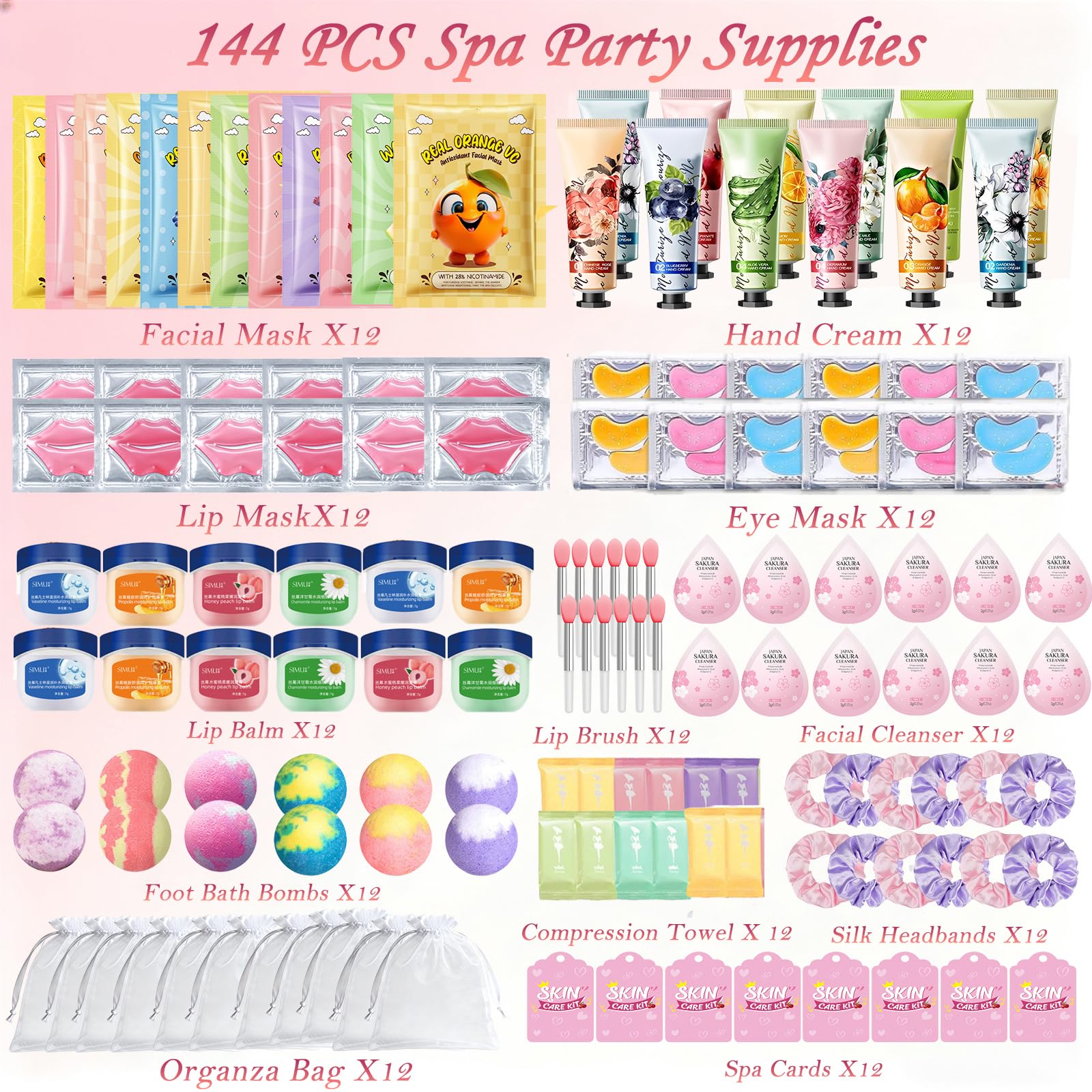 Tudona spa party kit lip balms and lip masks arranged for pampering