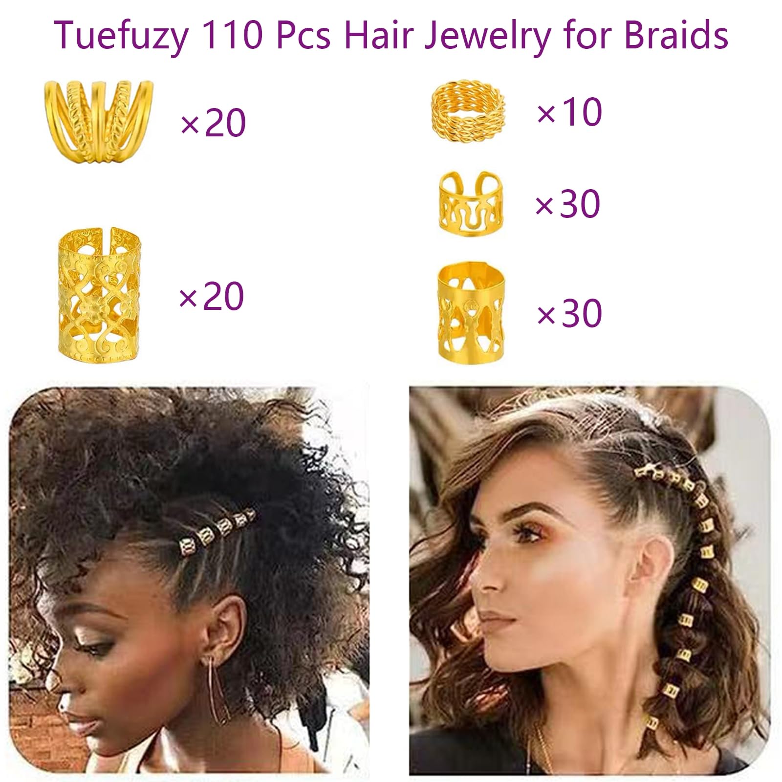 Tuefuzy aros para dreadlocks en oro: añade detalle elegante y duradero.