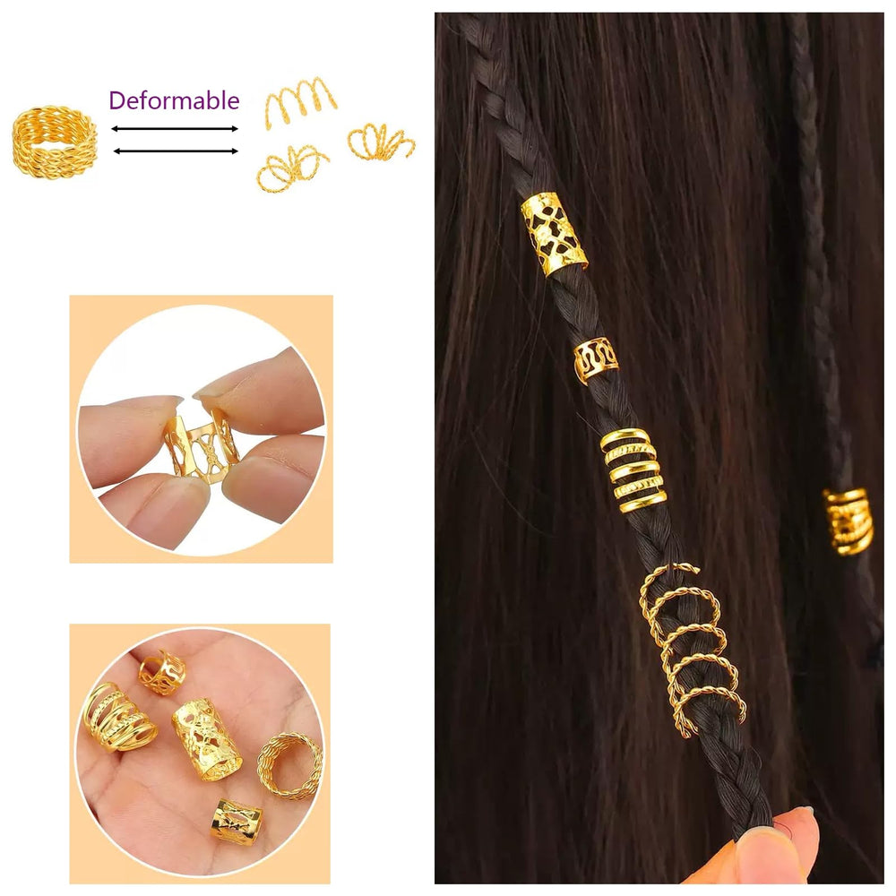 Tuefuzy ornamentos para dreadlocks en oro: decoración duradera para mechones gruesos.