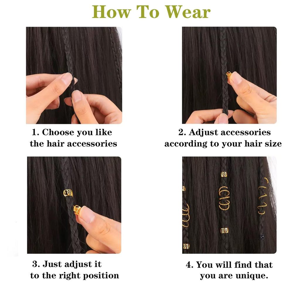 Tuefuzy pack 110 joyas trenzas en oro: conjunto completo para múltiples looks.
