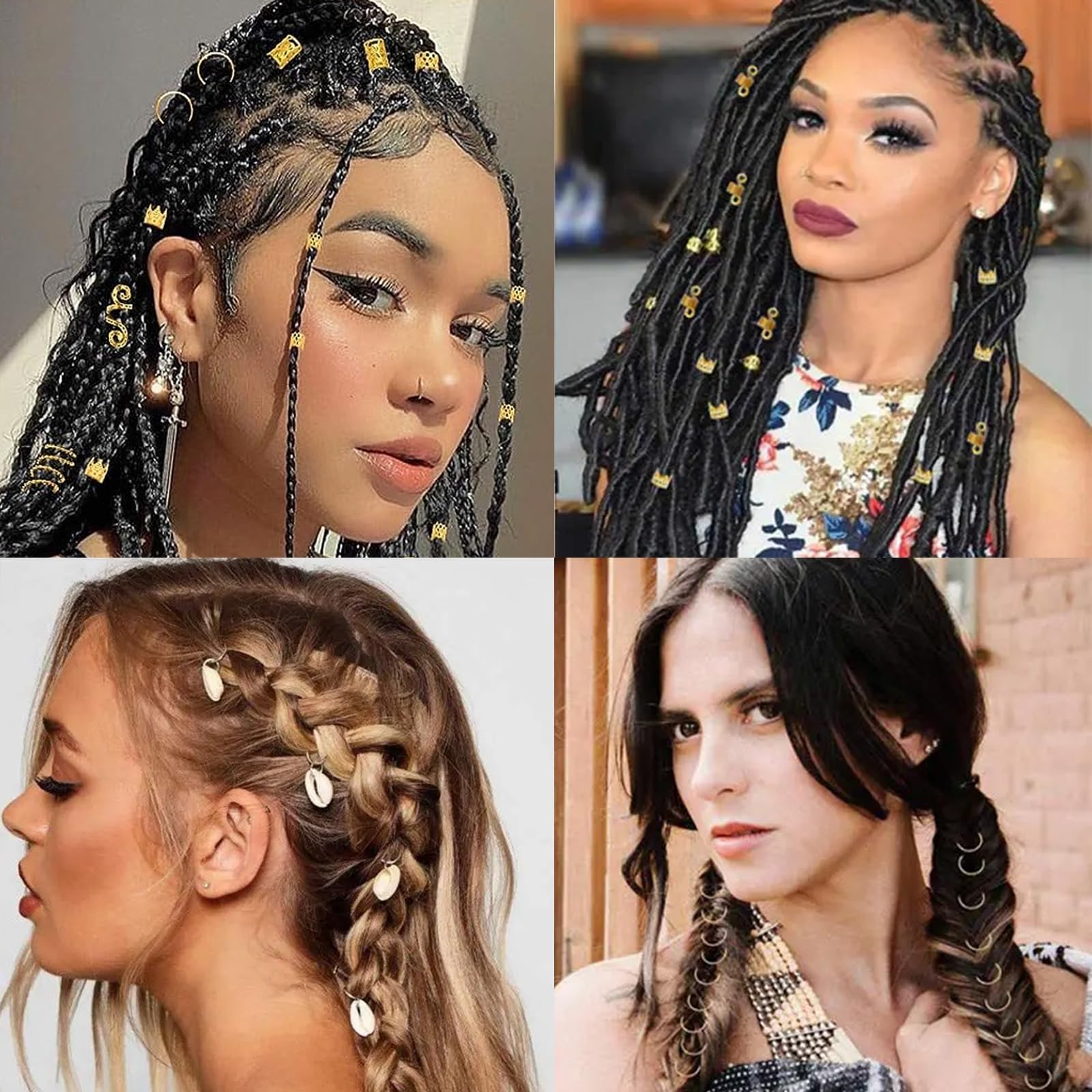 Tuefuzy joyas para cabello rastas plateadas, toque elegante para eventos