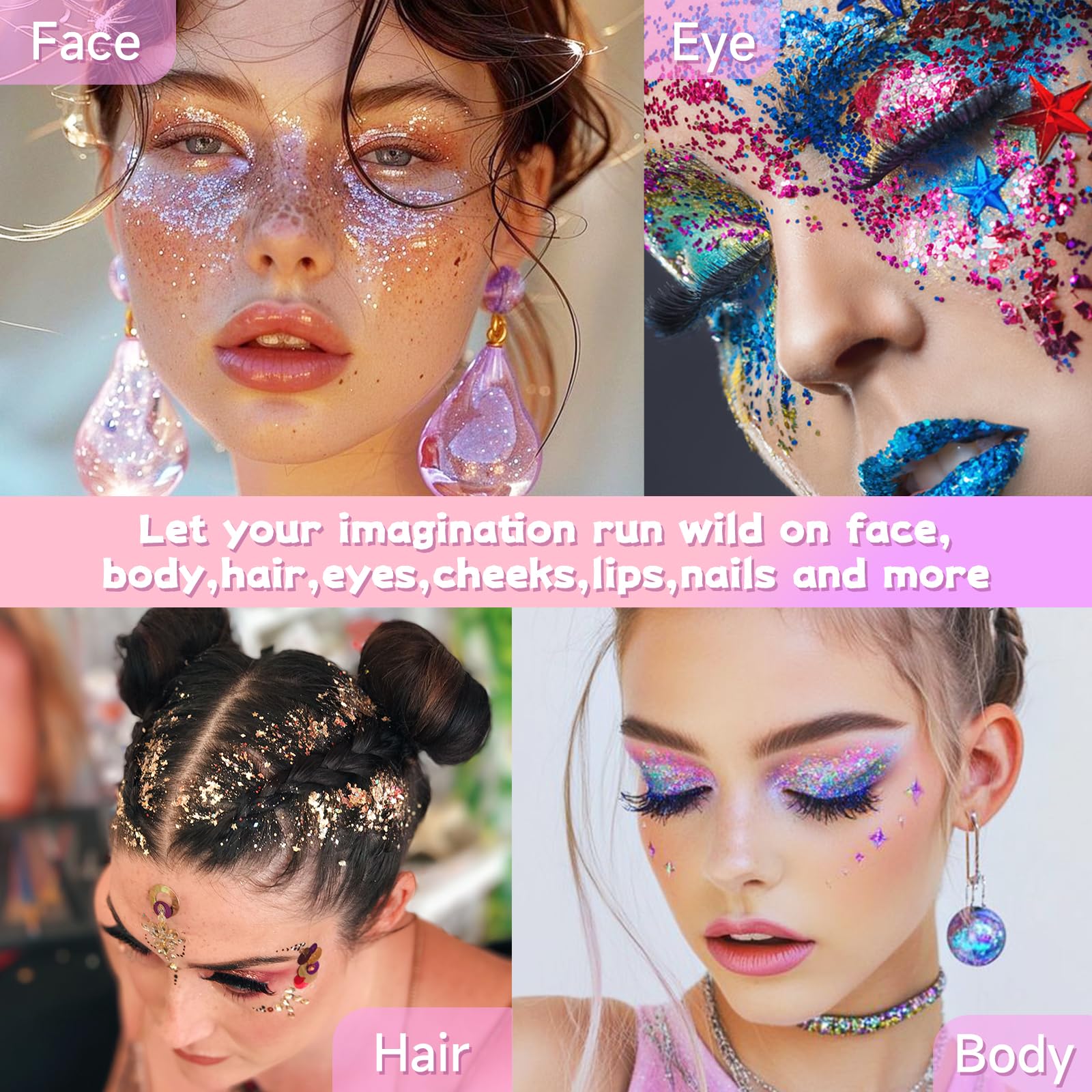 tuhpibk brillo maquillaje rosa: resalta pómulos y cejas.