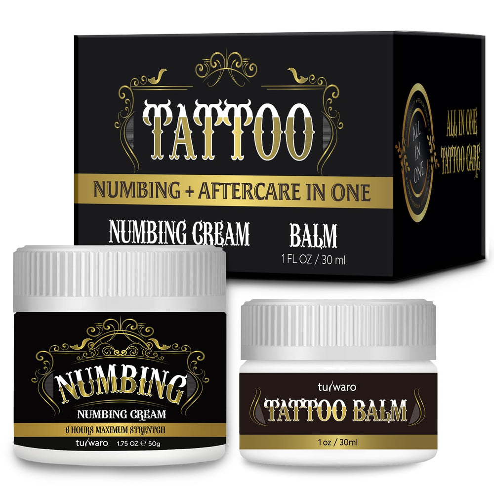 Tuiwaro numbing cream bottle demonstrates pre-session comfort with fast absorption.