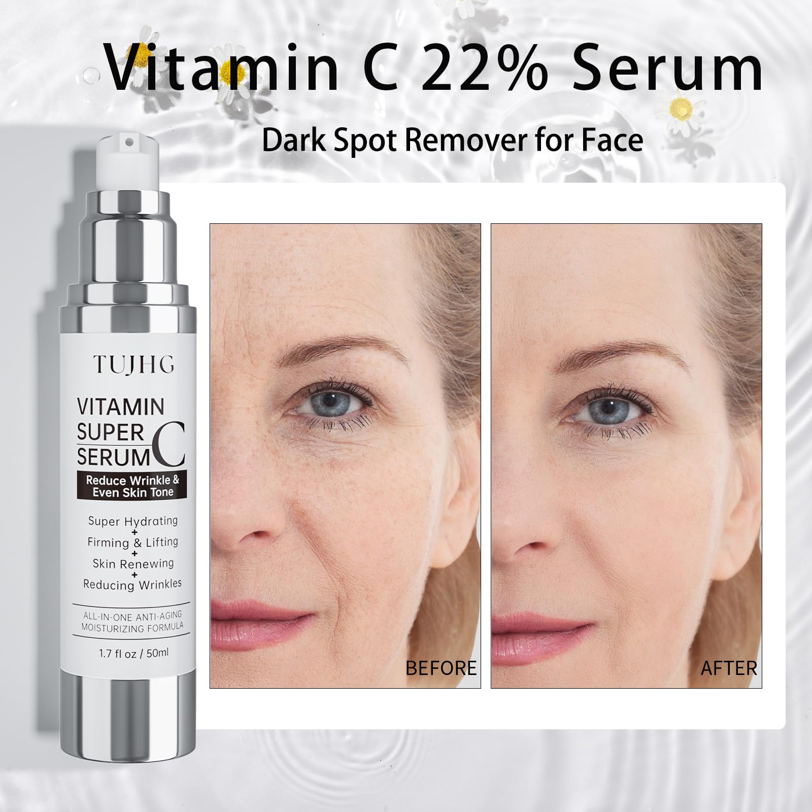 TUJHG suero vitamina C retinol, antiarrugas y suavizado de líneas finas.