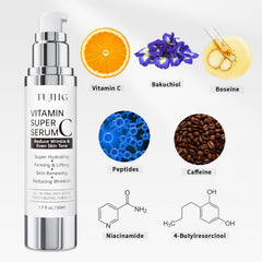 TUJHG suero vitamina C retinol, brillo natural y tono equilibrado.
