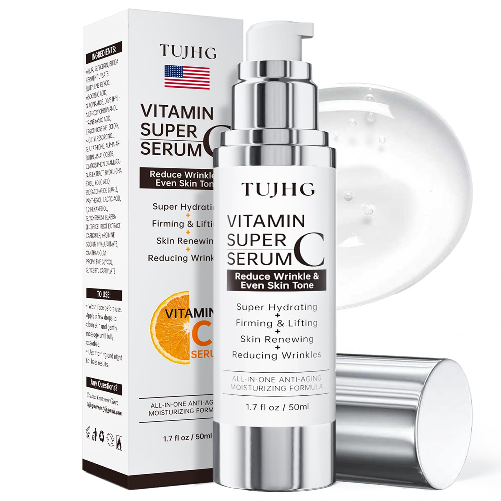 TUJHG suero vitamina C retinol para la frente, absorción suave.