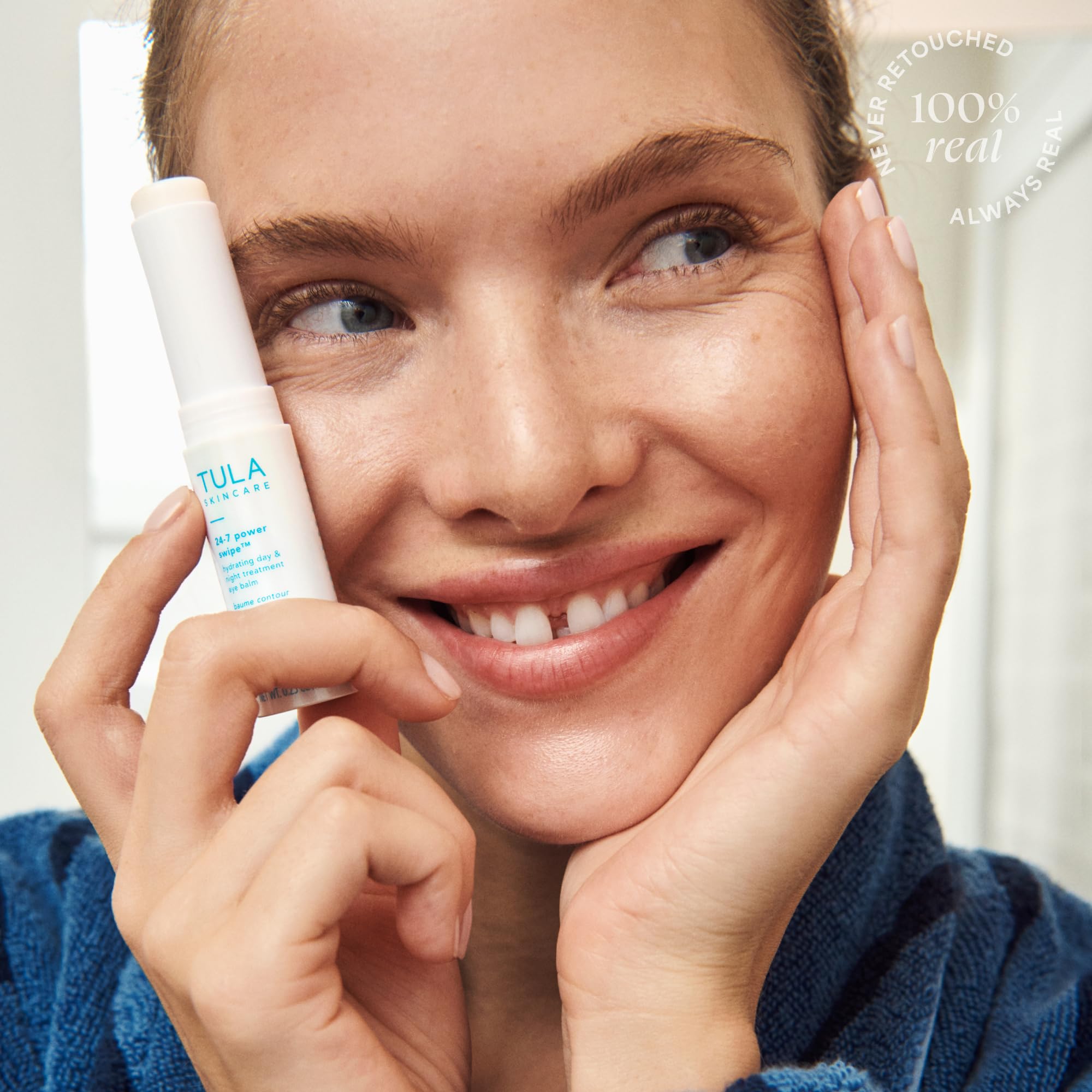 TULA 24-7 Power Swipe Eye Balm with peptides and collagen supports the eye area