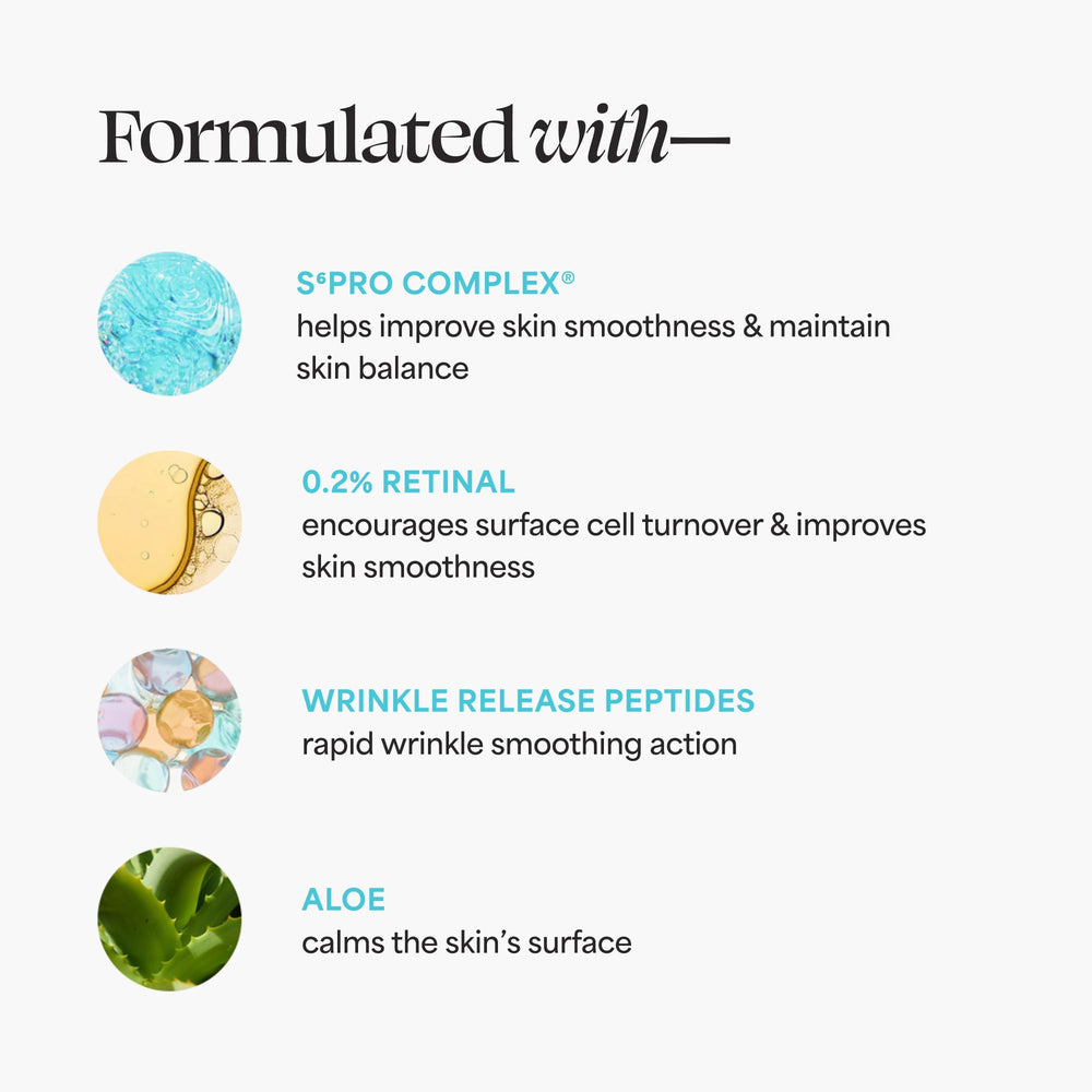 TULA A+ Renewal ingredients graphic featuring aloe, ceramides, and hyaluronic acid.