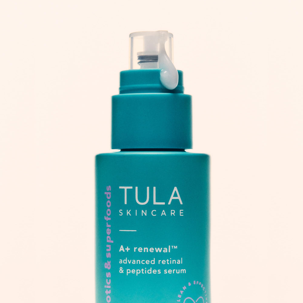 TULA A+ Renewal label detail emphasizing branding and product credentials.