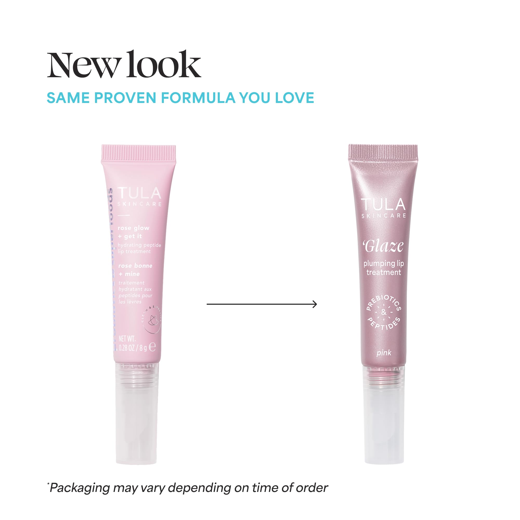 Bálsamo labial Rose Glow de TULA con tono rosado para un look fresco.