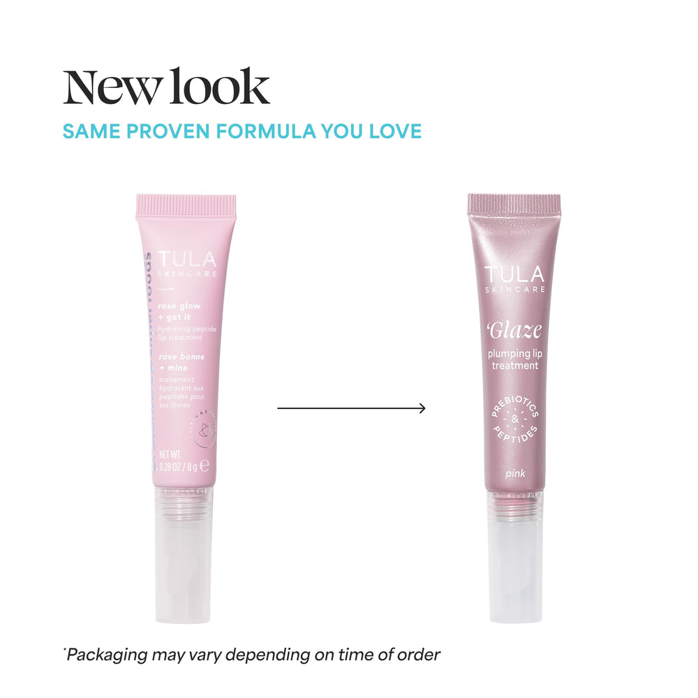 Bálsamo labial Rose Glow de TULA con tono rosado para un look fresco.