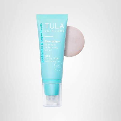 TULA Luna primer on face ready for makeup, smooth filter-like base.