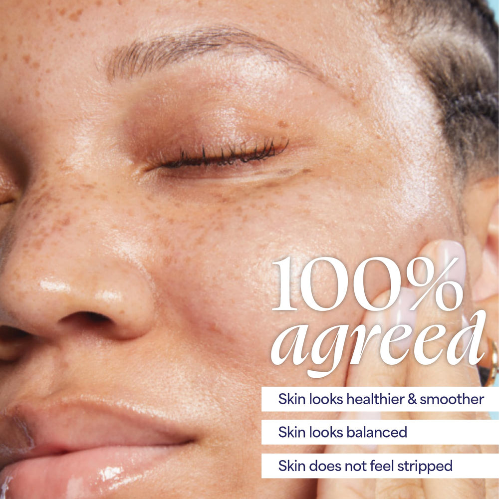 TULA Purifying Face Cleanser supersize bottle on bathroom counter for daily routine