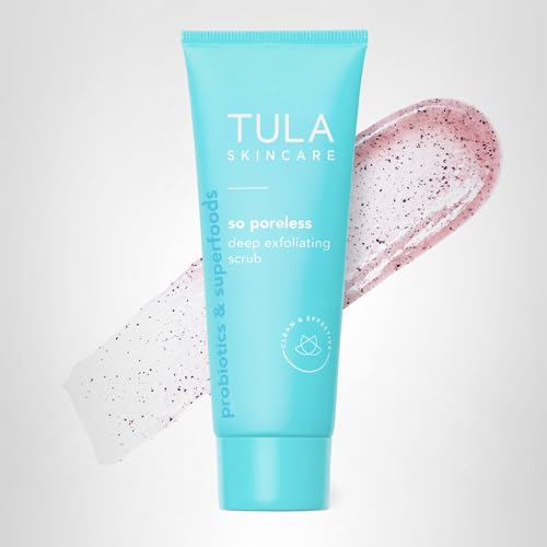 TULA So Poreless scrub packaging close-up invites everyday skincare rituals.