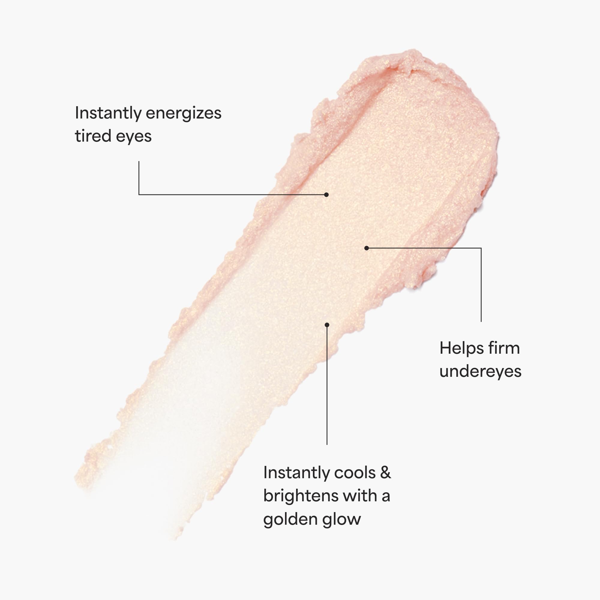 Closeup swatch of TULA Spresso Energizing Eye Balm showing golden glow