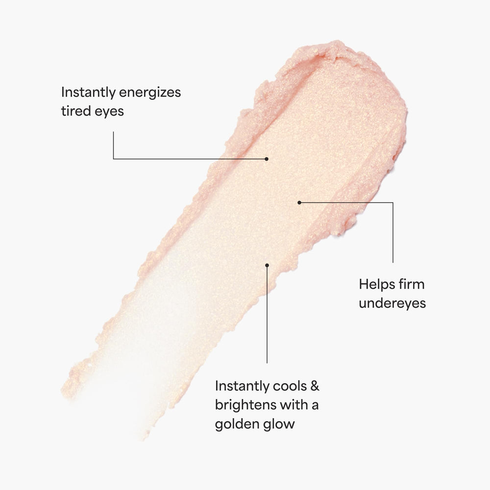 Closeup swatch of TULA Spresso Energizing Eye Balm showing golden glow