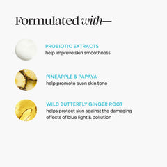TULA Protect + Glow applying to face, clean and fast-absorbing.