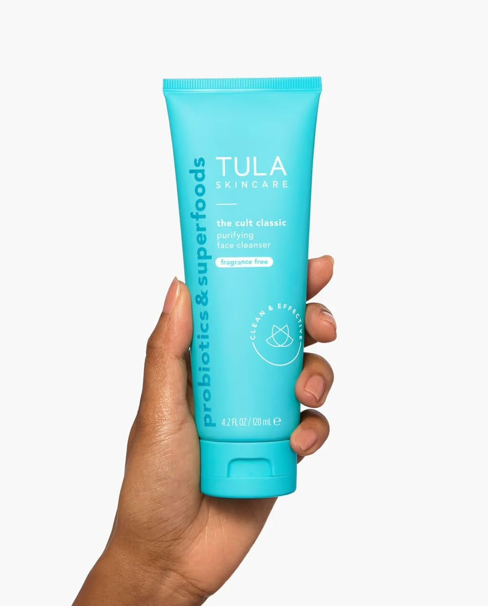 TULA supersize fragrance-free cleanser packaging highlighting value and size.