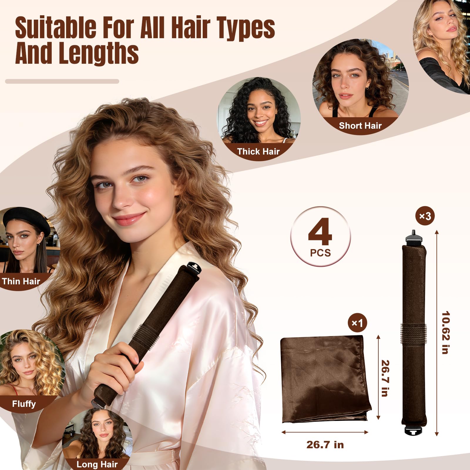 TULOBI luxury silk scarf holds the curler and reduces friction.