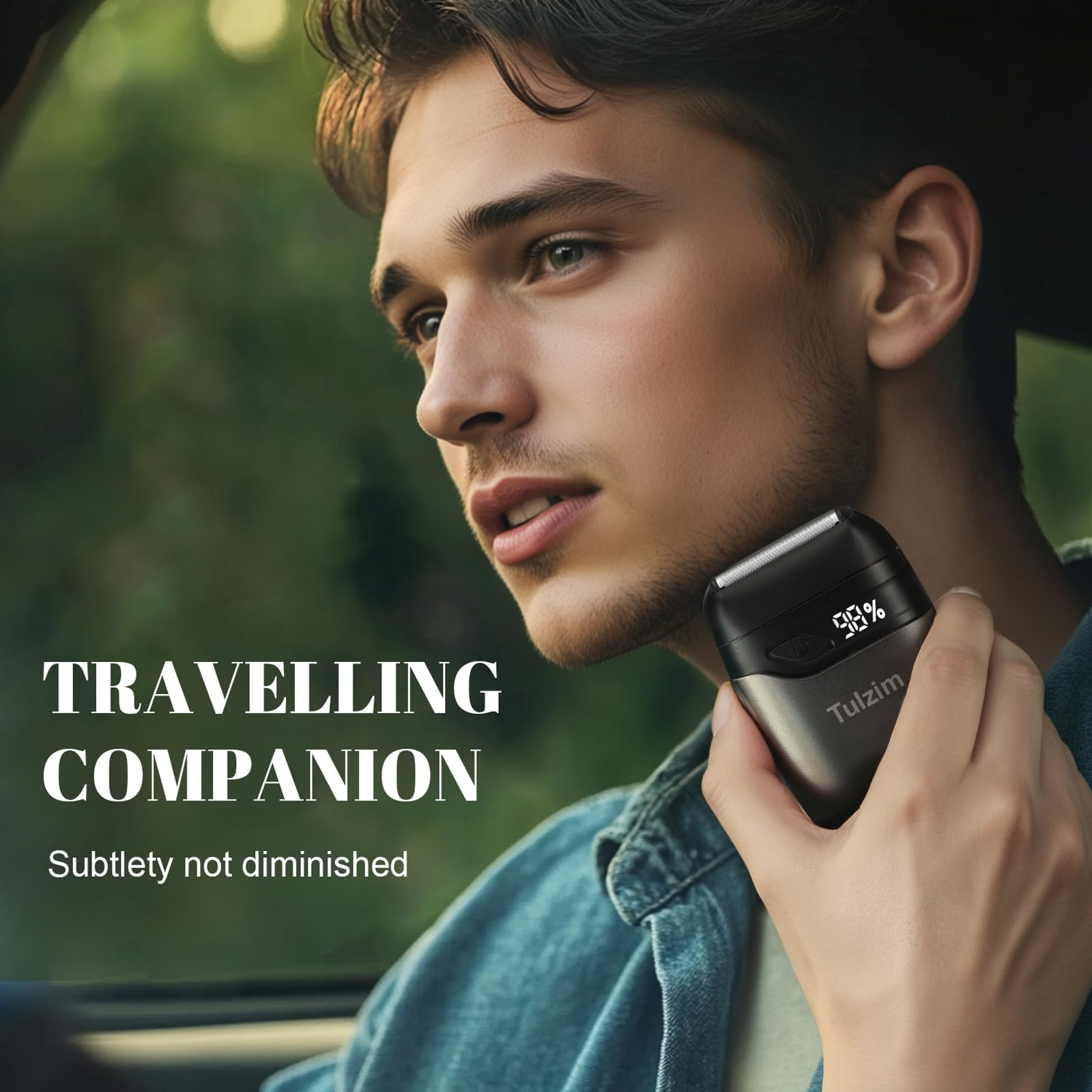 Tulzim shaver with 100-minute runtime display for long cordless sessions.