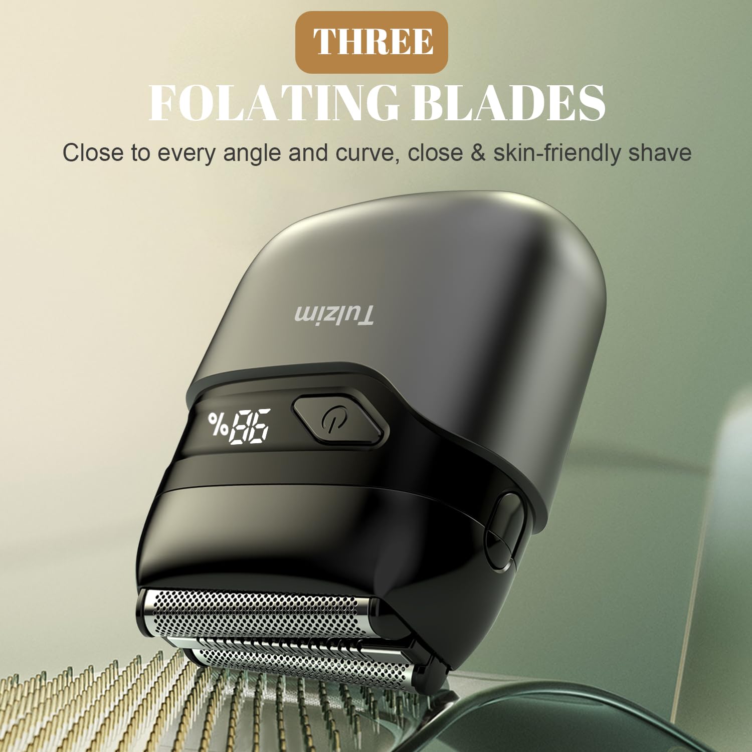 Tulzim shaver 3D floating heads adapting to facial contours for smooth results.