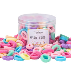 Gomas de pelo Tunbao para bebés, estuche de 100 piezas para peinados fáciles.