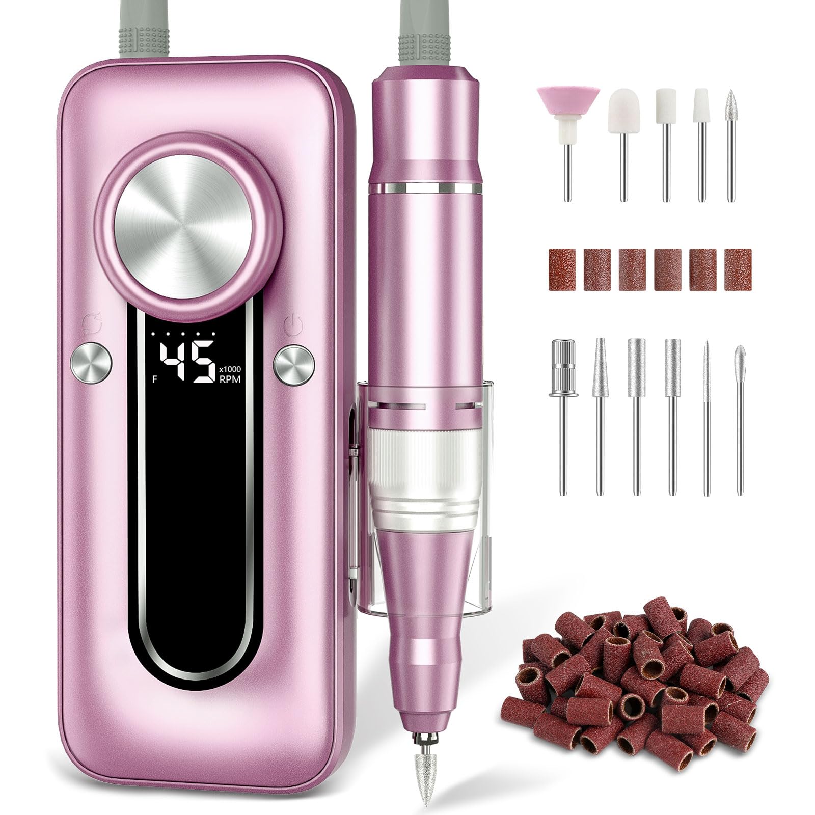 TUOBEO Nail Drill 45000 RPM high speed for fast gel or acrylic removal.